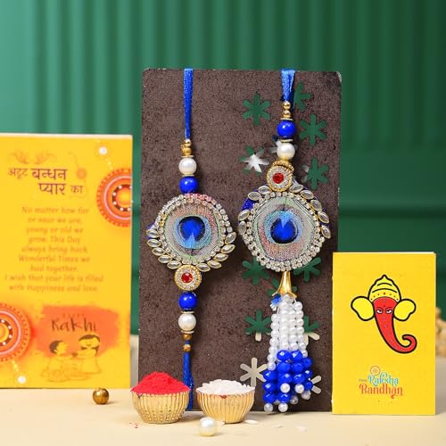 Image of CraftVatika Magnet with Rakhi Gift for Brother Bhabhi, Rakhi Gift Combo for Bhaiya Bhabhi Couple Rakhi for Bhai Bhabhi Rakhi with Magnet, Fridge Magnet for Fridge Door Decor