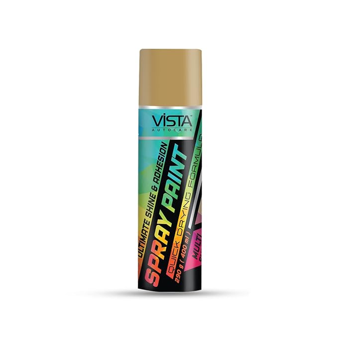 RESIL VISTA Auto Care Spray Paint 400 Ml (290 G) Quick Drying With Gloss Finish For Metal, Wood, Walls | DIY Acrylic Spray Paint (Gold)