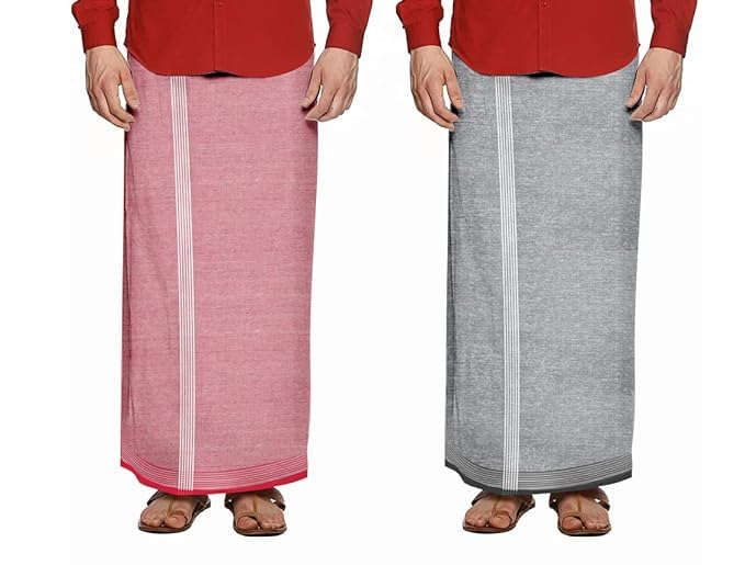 Image of Men's Cotton Lungi | Traditional Indian Wear | Soft & Breathable Checked Lungis for Daily Comfort, Home Wear & Casual Use | Free Size Wrap