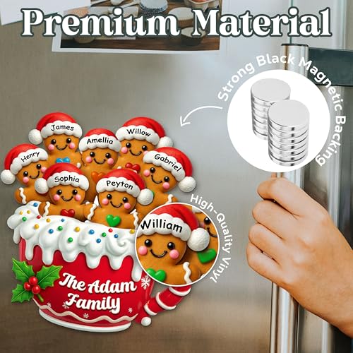 Imán familiar de pan de jengibre personalizado para Navidad miniatura 2