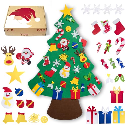 SOHAO 3.9Ft DIY Felt Christmas Tree for Toddlers with 30