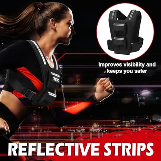 Adjustable Weighted Vest Men 19lbs/ 30lbs/ 40lbs Weights with Reflective Stripe, Weight Vest Woman Workout Vest for Strength Training,Running & Walking.