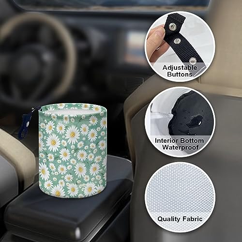 Image of Daisy Green Auto Garbage Can Vehicle Trash Can Rubbish Bag Multipurpose Hanging Headrest Road Trip Must Haves for Kids Car Decor