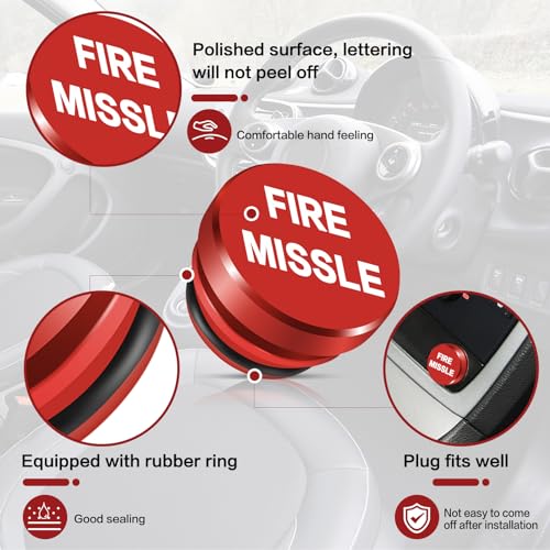 Image of Cigarette Lighter Cover 2 Pcs, Cigarette Lighter Plug Cover Dustproof Waterproof, Button Aluminum Fits Most Automotive Vehicles and Boats with Standard 12 Volt Power Source (FIRE Missile Eject)