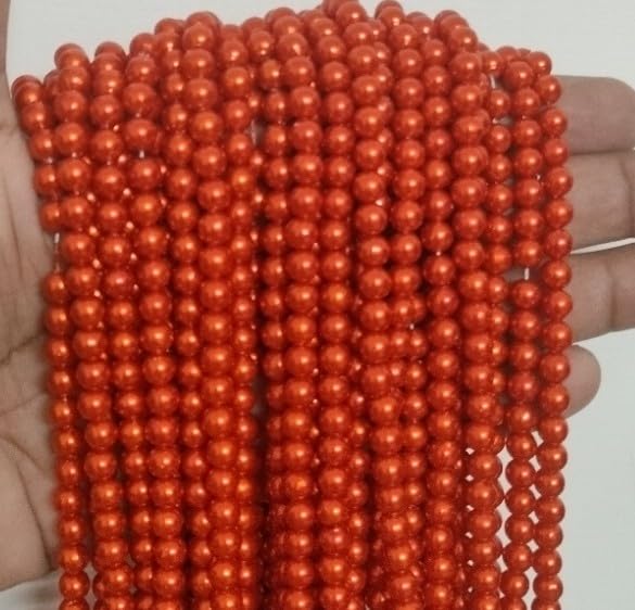 Image of Plastic 6 mm Beads /moti Kit 500 pcs for Jewellery Making /Craftwork /Decorations (Orange)