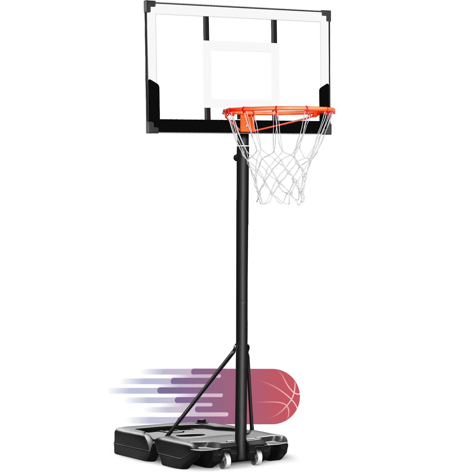 WIN.MAX Basketball Hoop Outdoor 3-10FT Adjustable Height, 29-44Inch Backboard, Swimming Pool Basketball Hoop & Goal for Toddlers/Kids/Adults Indoor
