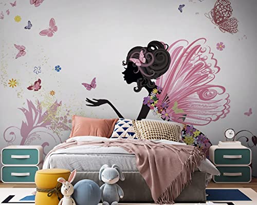 Papier peint panoramique fée papillon 3D intissé pour deco murale - 4