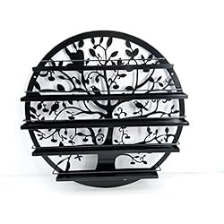 FixtureDisplays® Wall Mounted 5 Tier Nail Polish Rack Holder, Tree Silhouette Round Metal Salon Wall Art Display, Black…