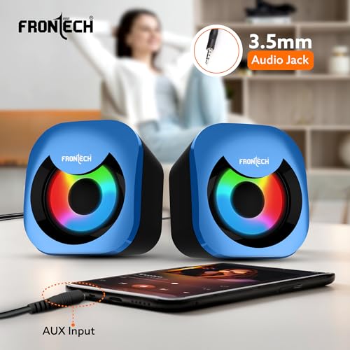 Image of FRONTECH 2.0 Multimedia Speakers | 8W Output | RGB Lighting | USB-Powered | 3.5mm AUX | 1-Year Warranty (SPK-0015)