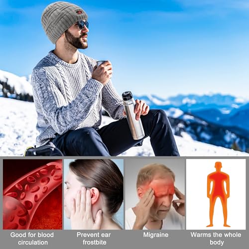 Gorro eléctrico calefactable unisex recargable para invierno miniatura 6
