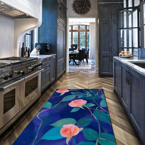 Tapis salon fleurs usées 180x240 cm bleu vert - 3