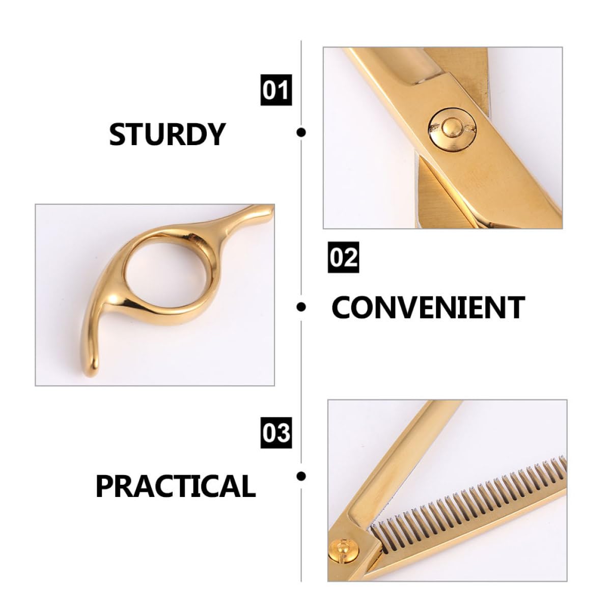 Alipis Juego de 2 Tijeras de Peluquería Profesionales de Acero Inoxidable Dorado, Cómodas Dañar el Cabello para Uso en Barbería Casa