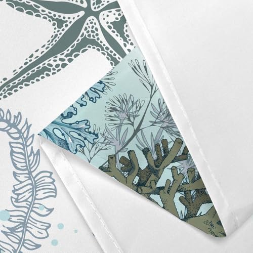 Image of Starfish Shower Curtain, Nautical Sea Animals Summer Shower Curtains for Kids, Teal Blue Ocean Beach Coastal Decorative Bathroom Curtain Sets Waterproof Fabric Machine Washable with Hooks