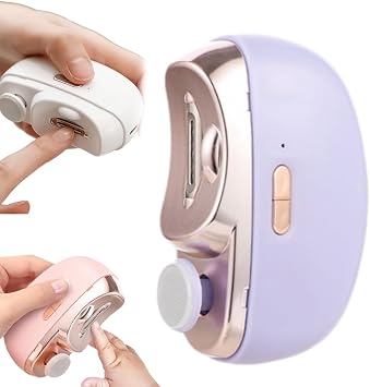 3 in 1 Automatic Electric Nail Clipper with Polishing, Safe and Convenient Nail Trimmer, Two-Speed Adjustment Electric Toe Nail Clippers Nail Cutter with Light for Kids Adults Purple