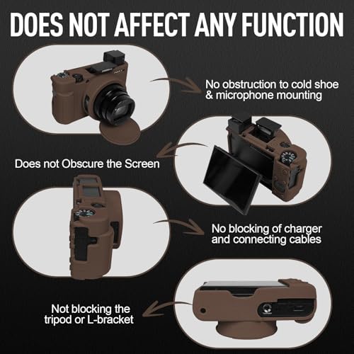 Image of Easy Hood Case for Sony DSC-RX100 IV V VI VII DSLR Camera, Silicone Camera Case Lightweight Soft Carrying Cover with Removable Lens Cover (Brown)