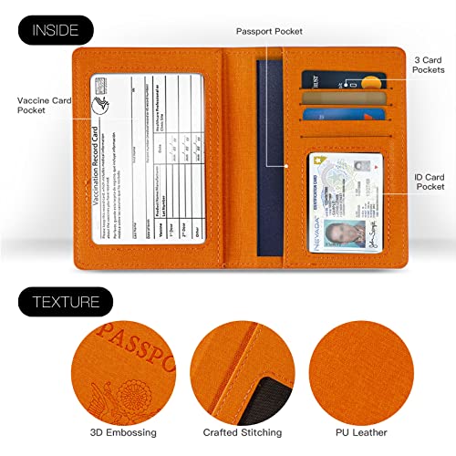 Image of Vaccination Passport Holder, Orange&DarkBlue, 5.6 x 4 inches, 2pack
