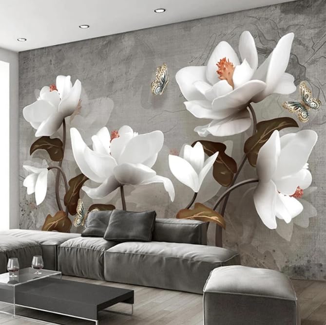 Papier peint 3D fleur moderne pour habiller le fond de votre meuble TV