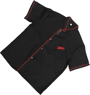 Housoutil Kochjacke Kurzarm Schwarz Für Herren Damen Gastronomieuniform Atmungsaktiv Kochhemd XXXL Kochschürze Küche Hotel Catering