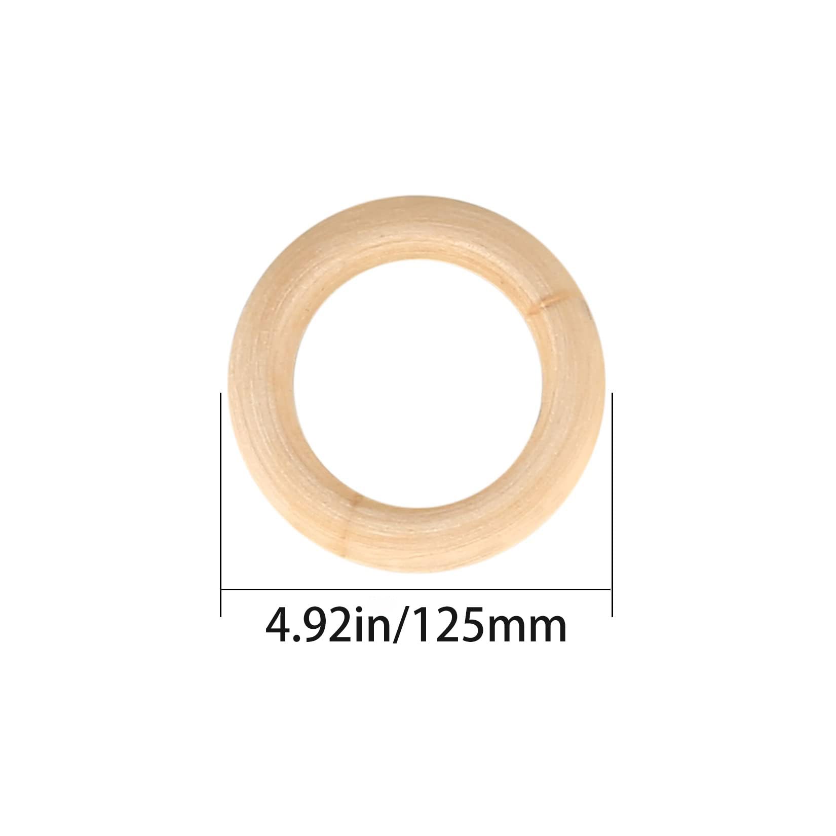 3 Anillos De Madera Natural Sin Terminar – Círculos De Madera Lisa En Blanco Para Macramé, Fabricación De Joyas De Bricolaje, Conectores Colgantes, Proyectos De Artesanía De Madera (Size:4.92in/125mm)