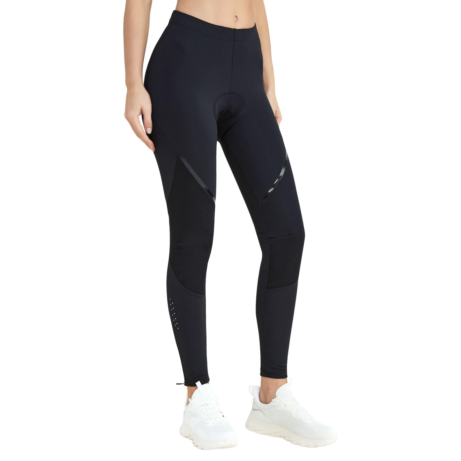 Santic Pantalon de cyclisme long pour femme - Rembourré - Thermique - Rembourrage de l'assise - Réfléchissant - Long legging
