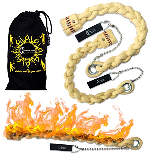 Flames 'N Games Cuerda Trenzada POI - Python - Pro POI de Fuego Set Bolsa de Viajo! Malabarismo de Fuego para principantes y Profesionales