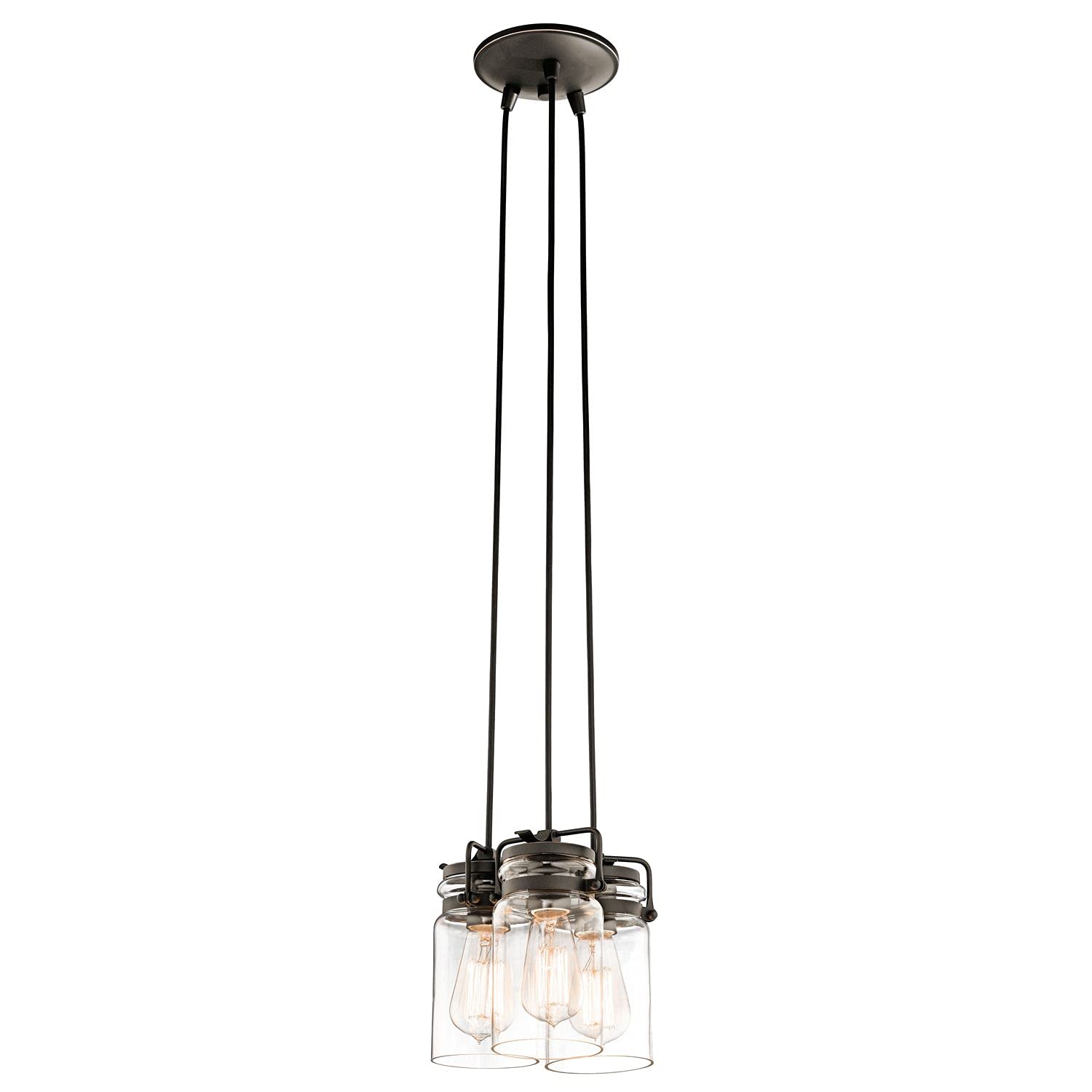 Lampa wisząca industrialna w kolorze niklu, przezroczyste szkło, z regulacją wysokości, kuchnia jadalnia, bar