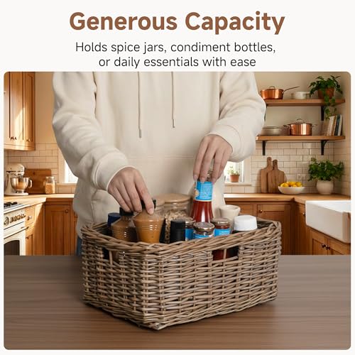Image of StorageWorks Pantry Baskets, Willow Storage Baskets for Organizing, Shelves, Pantry Organizers and Storage, Light Brown, 15 inch L x 11 inch W x 6 inchH