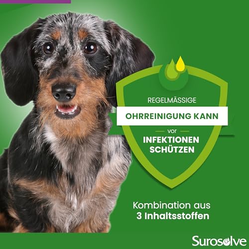 Surosolve Ohrenspülung (125 ml) – Ohrreiniger für Hunde und Katzen – entfernt Cerumen, Schmutz & überflüssiges Sekret – Katzen & Hunde Ohrreiniger für saubere und gesunde Ohren