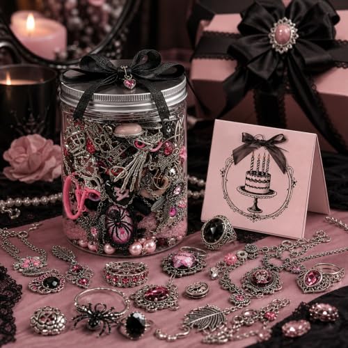 Image of SMUOBT Mystery Jewelry Jar Box Set, Surprise Jewelry Gift for Women | Jewelry Assortment with Necklaces, Earrings, Rings, Bracelets & Keychains, Mystery Mix, Birthday Gift for Women