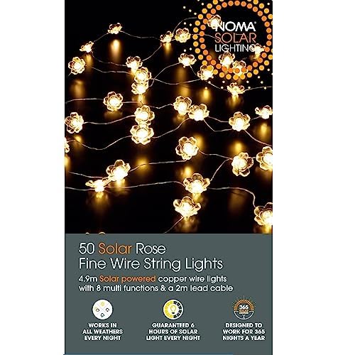 Noma Solar Fine Wire Lights, 50 Warm White Rose LED's - Image 3
