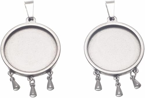 Miniatura 4 de 10 piezas de acero inoxidable cabujón base ajuste 0.787 in 0.984 in 1.181 in camafeo redondo bandejas colgantes bricolaje joyería bisel en blanco