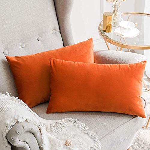 Image of Khooti Velvet 200 TC Cushion Cover Pack Of 1-16 inchX20 inch /41X51 Cm-Orange-Soft Pillow Covers Cushion Case For Sofa Bedroom Living room Chair Car