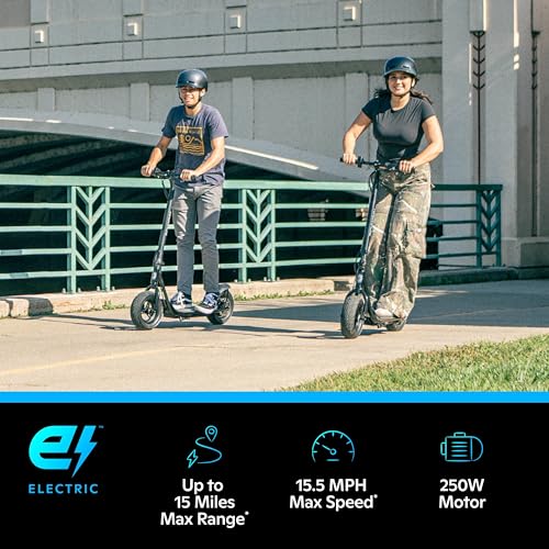 Image of Schwinn Typhoon Electric Scooter with Wide Deck - Foldable Commuter E-Scooter, 250W Motor, 15.5 MPH Speed, Lightweight Portable Design, Ages 13+, 220 lbs Capacity, Black