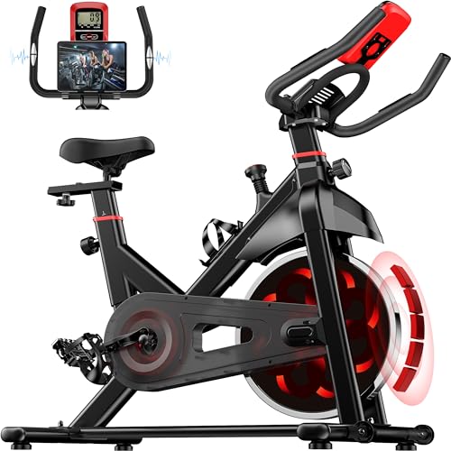 Dskeuzeew Vélo d&rsquo;Appartement Magnétique Vélo de Fitness d&rsquo;intérieur à roue d&rsquo;inertie 12KG, écran LCD, capteur de fréquence cardiaque, construction en acier 80MM, capacité 150KG