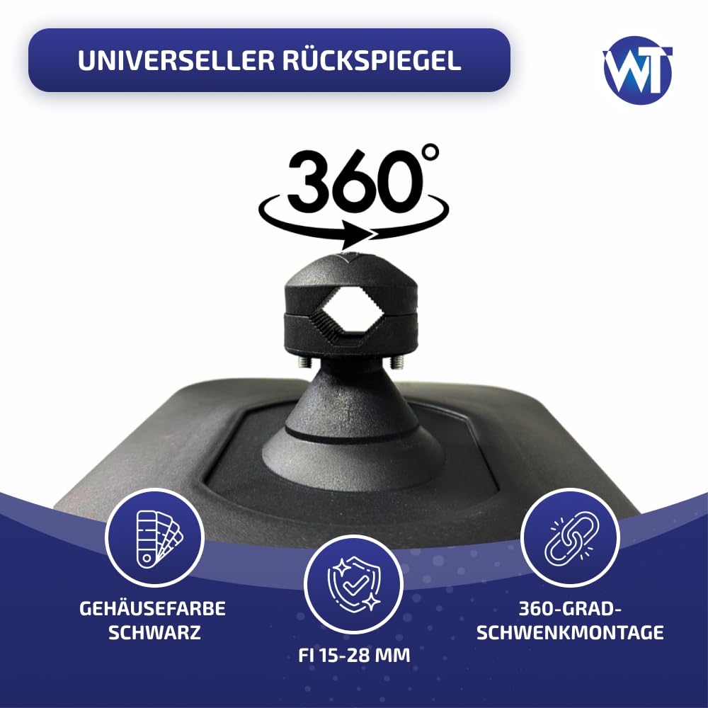 Außenspiegel, Ackerschlepper, Bagger, Baumaschine, universal, 310 x 205 mm, Einbaudurchmesser 15-28 mm, E20