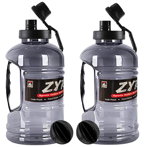 Image of Zyro Pack of 2, Gallon Water Bottle 1.5L with Mixer Ball & Strainer | BPA-Free, 100% Leak-Proof Gym, Office, Travel, Sports & Running Bottle Large Capacity Sipper for Men & Women Black Combo
