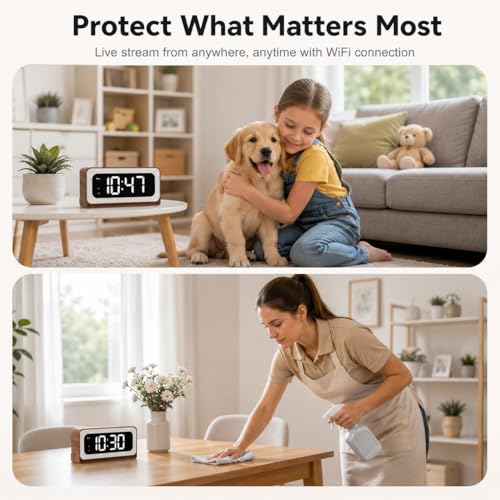 Clock Camera 2K 5G and 2 4G WiFi Indoor Security Wood Grain Cameras for Home 3 in 1 with - image 9
