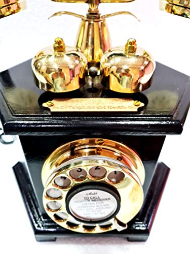Teléfono Vintage Negro de Madera con Dial Giratorio miniatura 3