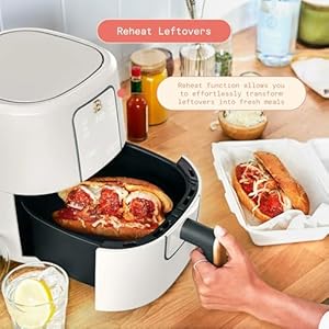 Beautiful 3 Qt Air Fryer with TurboCrisp Technology, Touch-Activated Display, Nonstick, Compact Kitchen Appliance, BPA-Free, Small Airfryer for Fast Healthy Cooking by Drew Barrymore (White Icing) Beautiful 3 Qt Air Fryer with TurboCrisp Technology Touch Activated Display Nonstick Compact Kitchen Appliance BPA Free Small Airfryer for Fast Healthy Cooking by Drew Barrymore White Icing