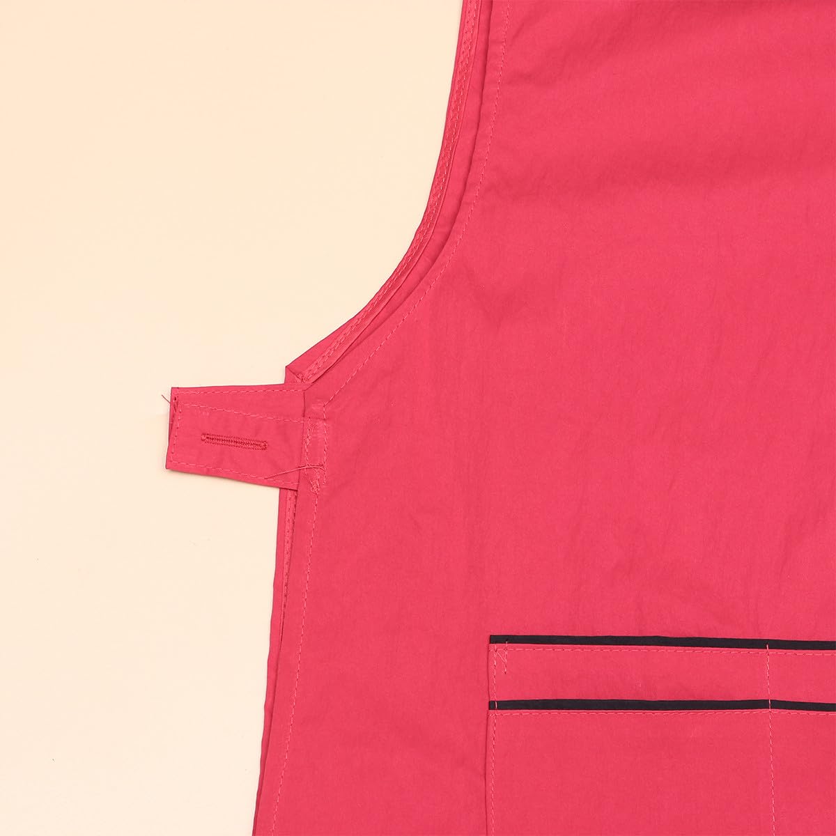 Delantal de Trabajo para Estilista de Peluquería Rojo Bolsillos, Multiuso de Fibra, Adecuado para Cocina y Uso Comercial
