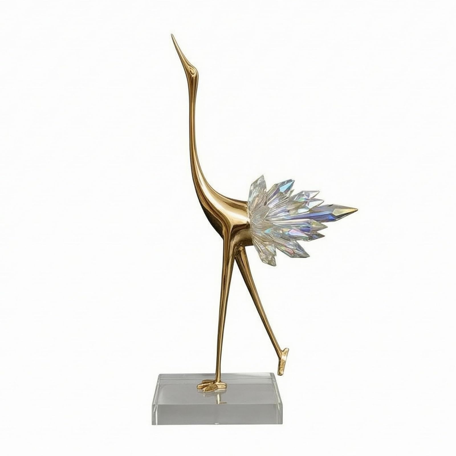 Statuetta Femminile Minimalista, Figura Di Ballerina In Ottone Con Entrambe Le Mani Sollevate