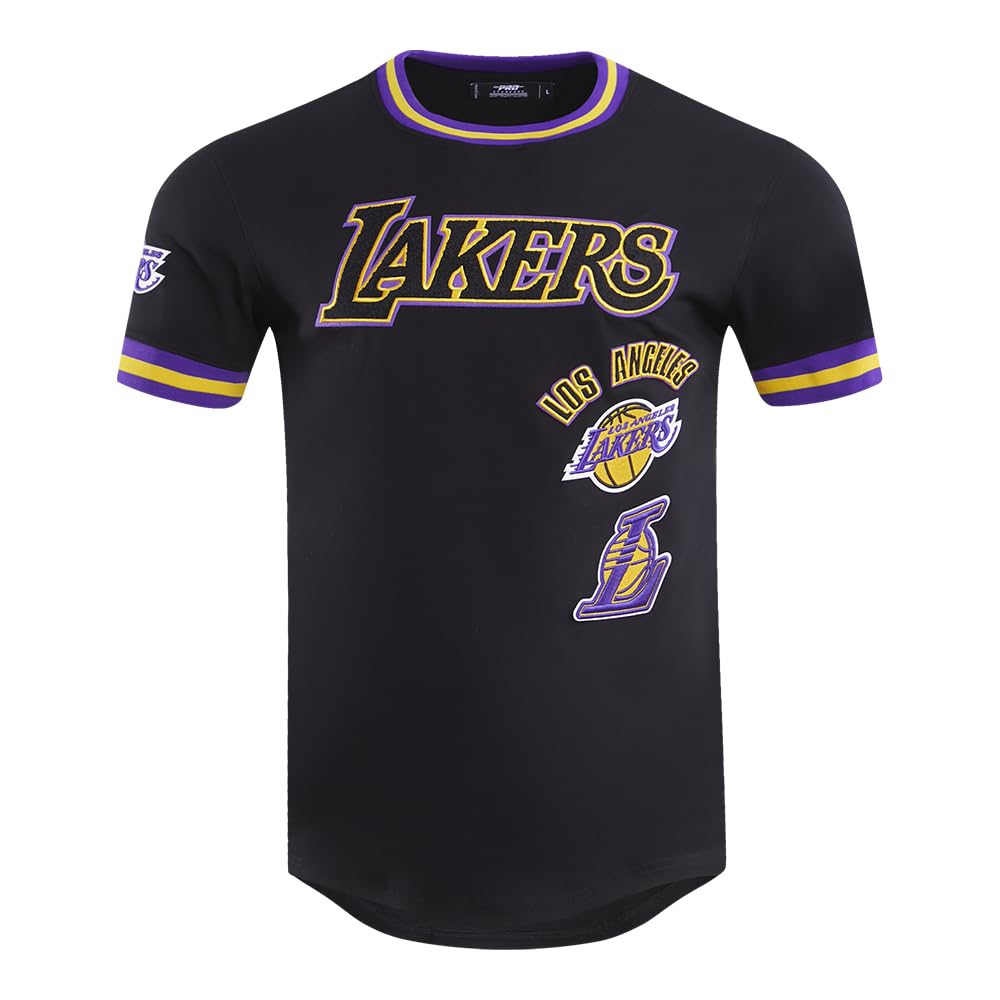 Pro Standard Mens NBA Los Angeles Lakers Retro Classics Short Sleeve Tee Black/Purple/Yellow S