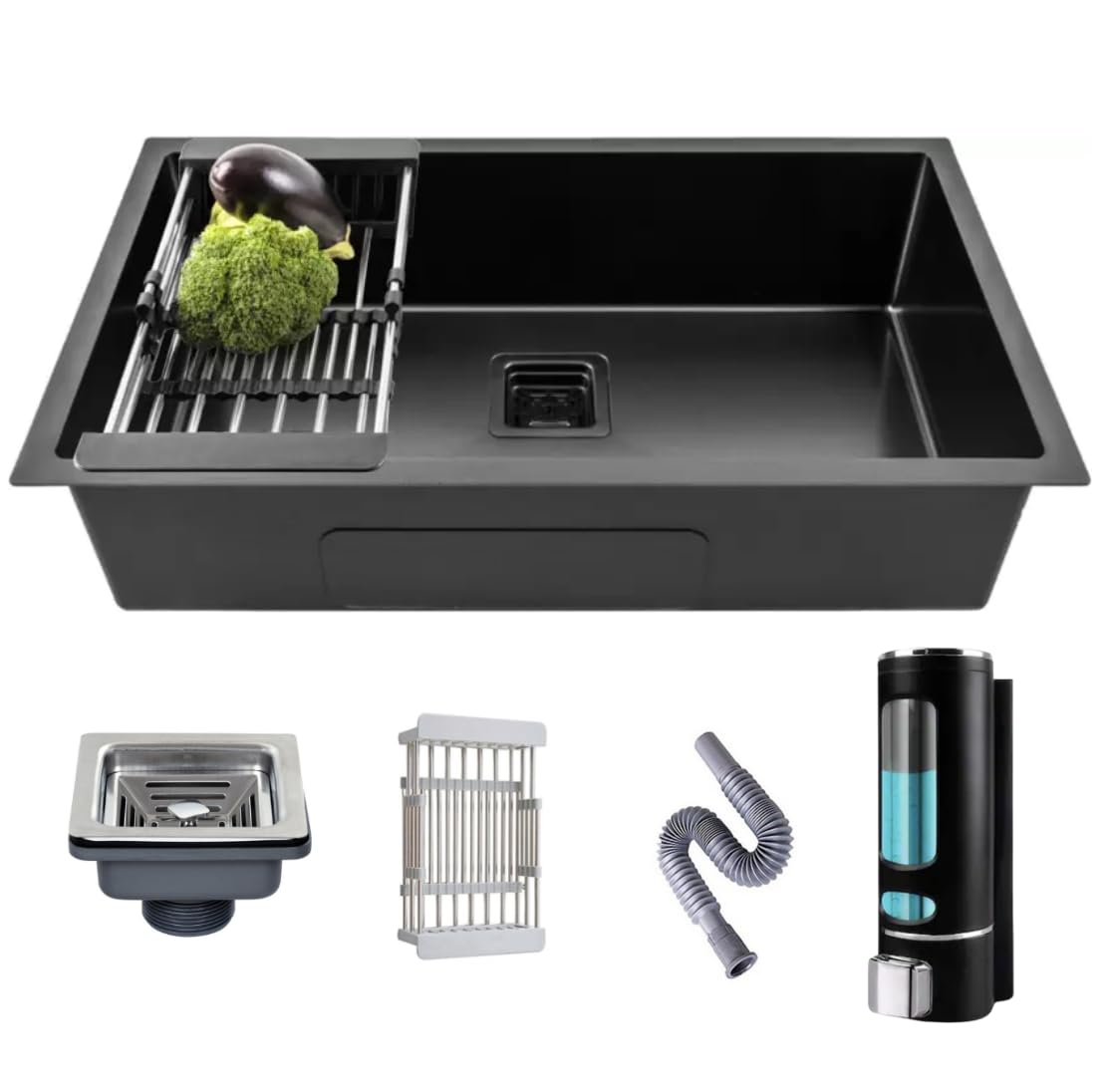 Bowls & More | 30" x 18" x 10" Handmade BLACK MATT Finish | Single Bowl | 304 Grade Stainless Steel Kitchen Sink | BLACK Matt Finish (Black) (B0CRBDKGG3) Amazon Price History, Amazon Price Tracker