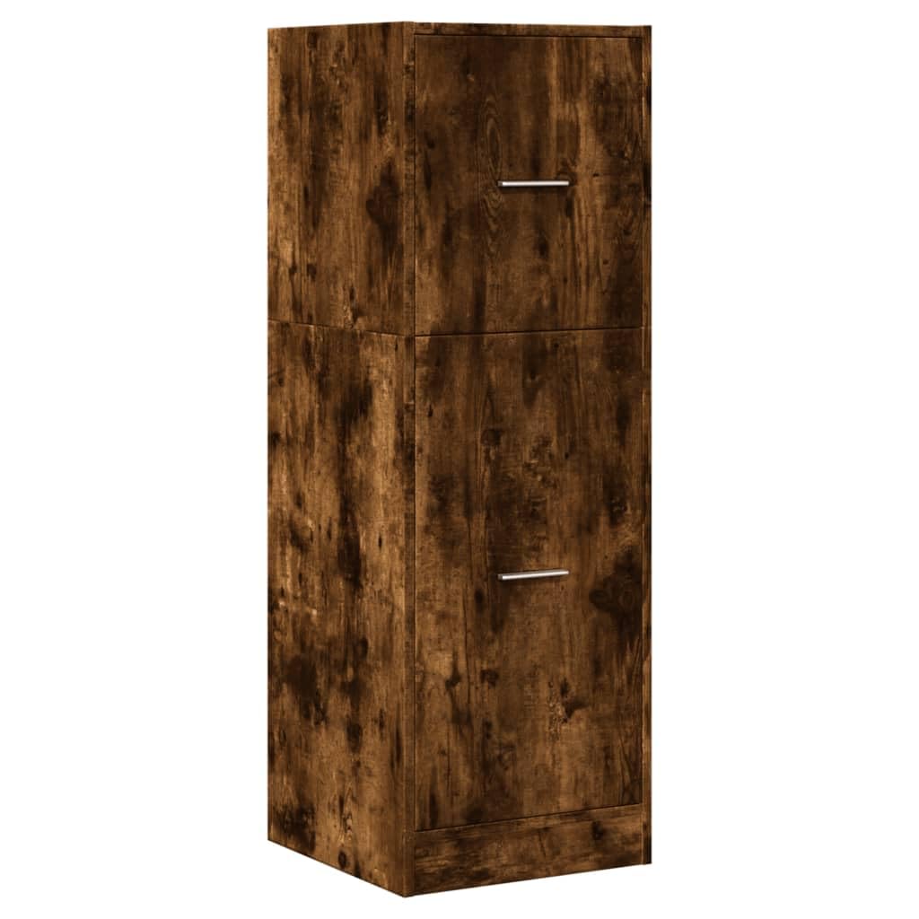 Armadietto da farmacista in legno di rovere affumicato, 40 x 41 x 118 cm, con 3 cassetti ed estraibile, armadietto da cucina stretto e armadio da ufficio per soggiorno