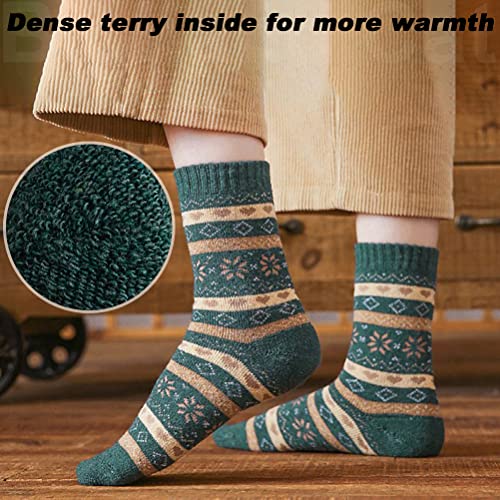 Image of IIG 3-5 Pairs Womens Super Thick Warm Winter Crew Socks Cute Fashion Knit Cozy Socks Gifts for Women