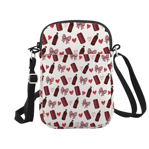 WCGXKO Pepper Themed Gift Soda Bow Gift Soda Addict Gift Soda Lover Gift Vodka Drinker Crossbody Bag