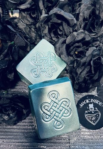 Barra de jabón hecha a mano con diseño de nudo celta, azul turquesa, colección Magic Inside