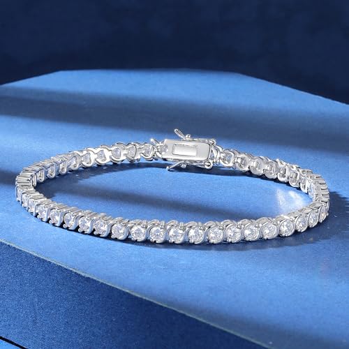 Gemsme 3.0mm S Shape Tennis Bracelet for Women, 18K White/Yellow Gold Plated Round Cubic Zirconia Link Bracelet2