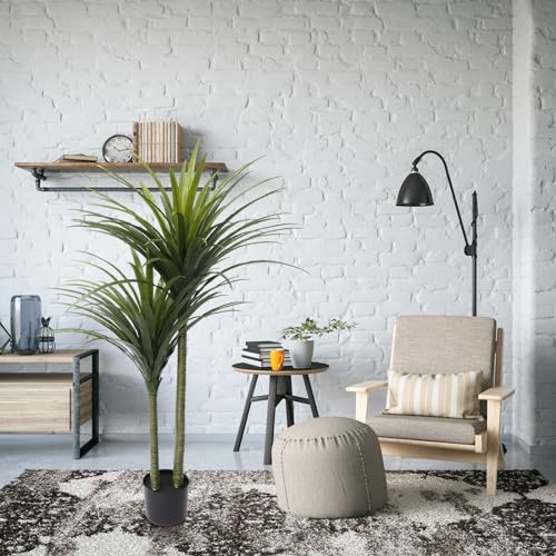 Artificial Dracaena Tree 5FT, Tall Fake Plants for Indoor Outdoor Decor, Large Faux Tree with Pot for Home Office Living Room Decor