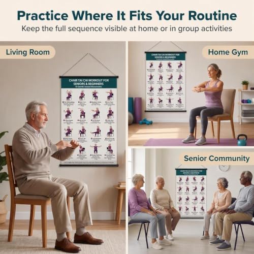 Tai Chi Chair Workout Chart for Seniors and Beginners, 16 Seated Exercises - image 3